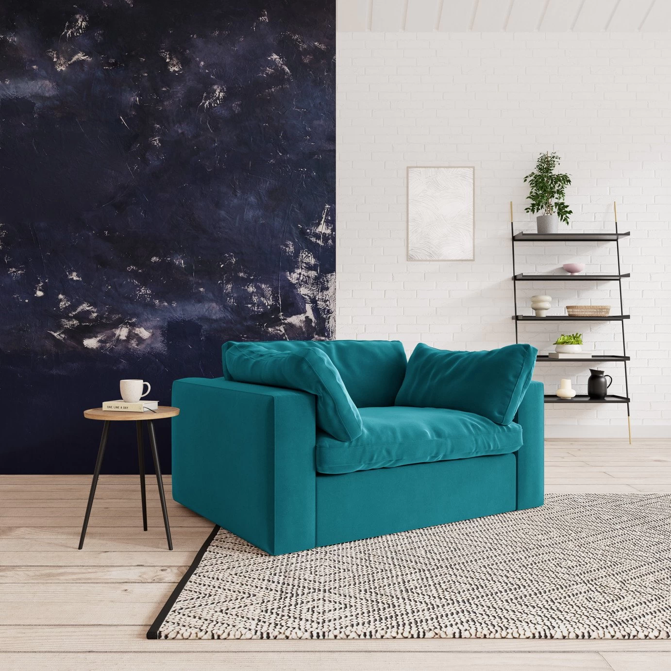 Swoon Seattle Velvet Cuddle Chair - Kingfisher Blue 4 Swoon Seattle Velvet Cuddle Chair - Kingfisher Blue - Image 2