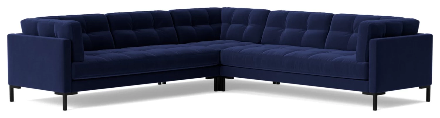 Swoon Landau Velvet 5 Seater Corner Sofa - Ink Blue 3 Swoon Landau Velvet 5 Seater Corner Sofa - Ink Blue
