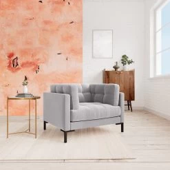 Swoon Landau Velvet Armchair - Silver Grey -Sofa Discount Store 2023865 R Z001C