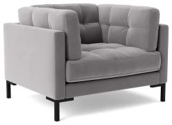 Swoon Landau Velvet Armchair - Silver Grey -Sofa Discount Store 2023865 R Z002A