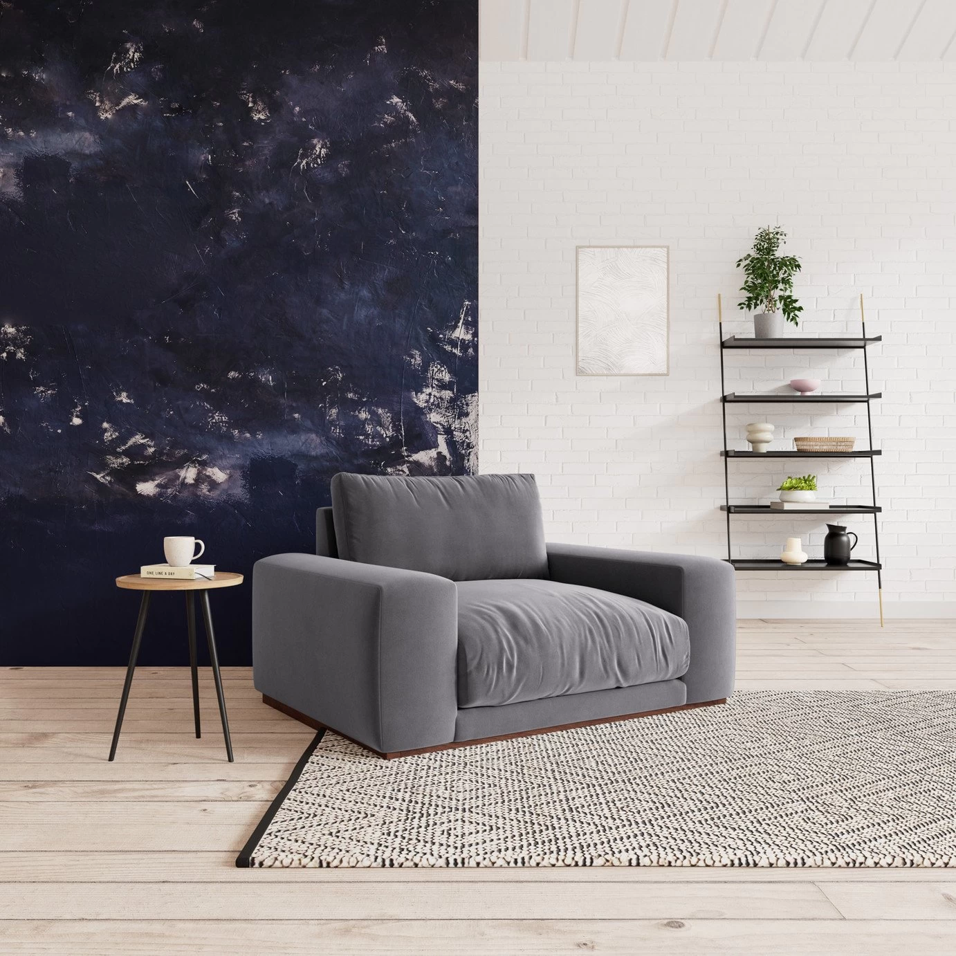 Swoon Denver Velvet Cuddle Chair - Granite Grey 4 Swoon Denver Velvet Cuddle Chair - Granite Grey - Image 2