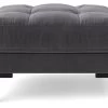 Swoon Landau Velvet Ottoman Footstool - Granite Grey