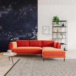 Swoon Munich Velvet Right Hand Corner Sofa - Burnt Orange -Sofa Discount Store 2025650 R Z001C