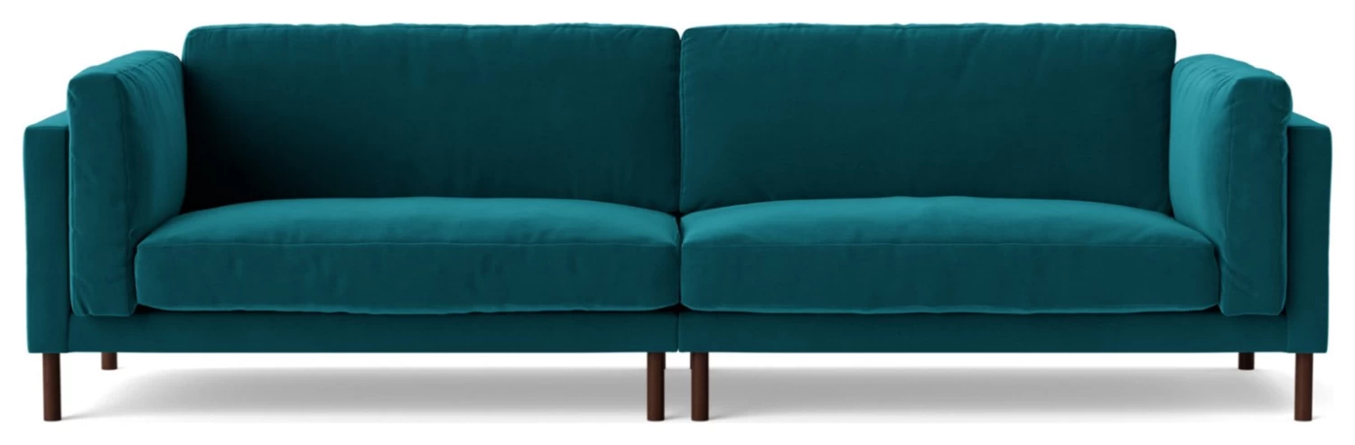 Swoon Munich Velvet 4 Seater Sofa- Kingfisher Blue 3 Swoon Munich Velvet 4 Seater Sofa- Kingfisher Blue