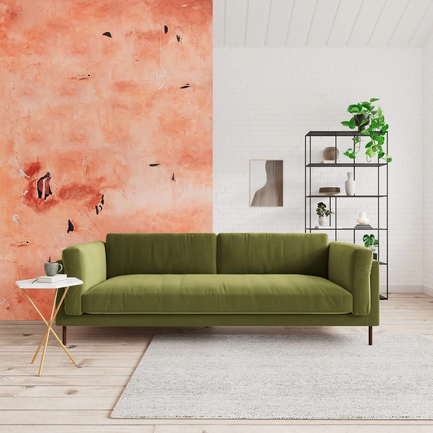 Swoon Munich Velvet 3 Seater Sofa - Fern Green 4 Swoon Munich Velvet 3 Seater Sofa - Fern Green - Image 2