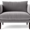 Swoon Luna Velvet Cuddle Chair - Silver Grey -Sofa Discount Store 2028372 R Z001A