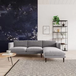 Swoon Luna Velvet Right Hand Corner Sofa - Silver Grey -Sofa Discount Store 2028705 R Z001C