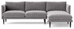 Swoon Luna Velvet Right Hand Corner Sofa - Silver Grey -Sofa Discount Store 2028705 R Z003A