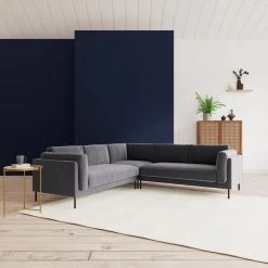 Swoon Munich Velvet 5 Seater Corner Sofa - Granite Grey -Sofa Discount Store 2029230 R Z001C