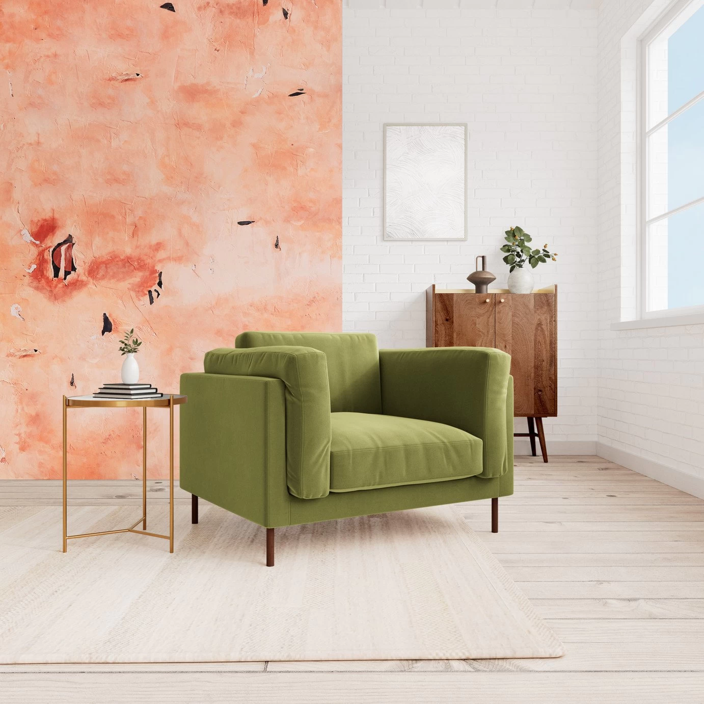 Swoon Munich Velvet Armchair - Fern Green 4 Swoon Munich Velvet Armchair - Fern Green - Image 2