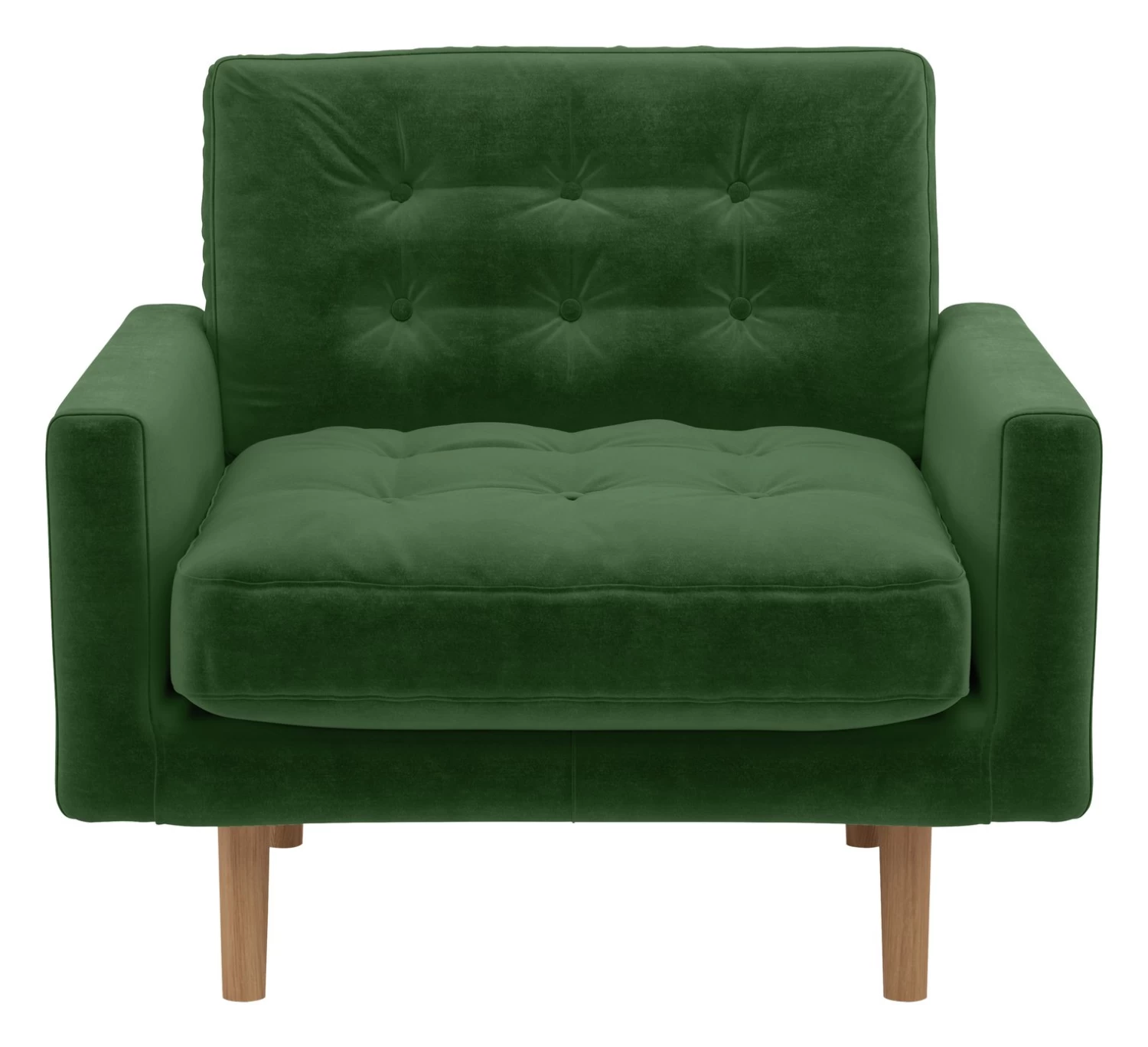 Habitat Fenner Velvet ArmChair - Moss Green