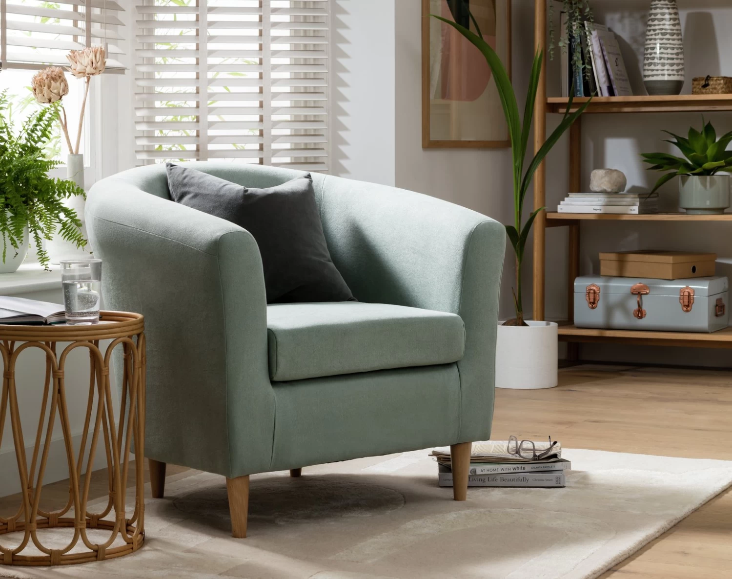 Habitat Fabric Tub Chair - Duck Egg 10 Habitat Fabric Tub Chair - Duck Egg - Image 8