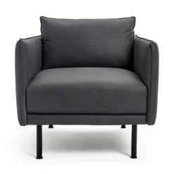 Habitat Moore Leather Armchair - Dark Grey