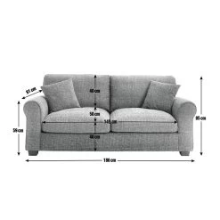 Habitat Lisbon Fabric 3 Seater Sofa - Grey -Sofa Discount Store 2255963 R E001