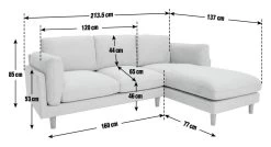 Habitat Salome Fabric Right Hand Corner Chaise Sofa - Grey -Sofa Discount Store 2654344 R E001