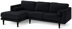 Habitat Jacob Velvet Left Hand Corner Sofa - Black