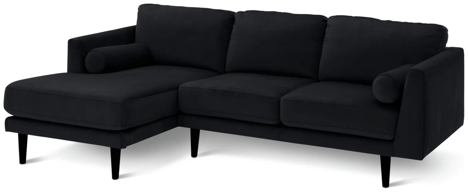 Habitat Jacob Velvet Left Hand Corner Sofa - Black 3 Habitat Jacob Velvet Left Hand Corner Sofa - Black