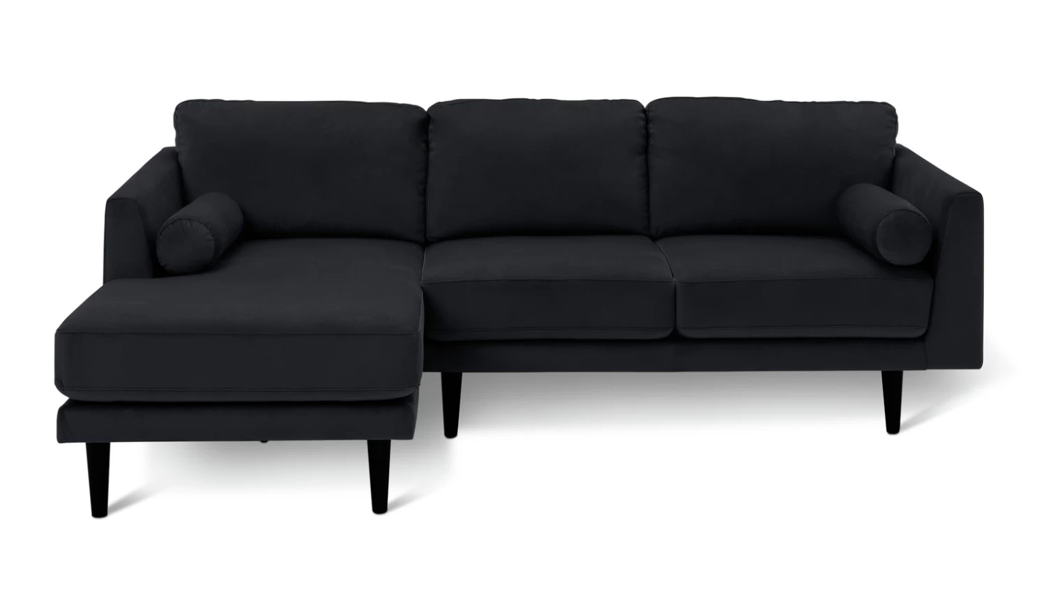 Habitat Jacob Velvet Left Hand Corner Sofa - Black 5 Habitat Jacob Velvet Left Hand Corner Sofa - Black - Image 3