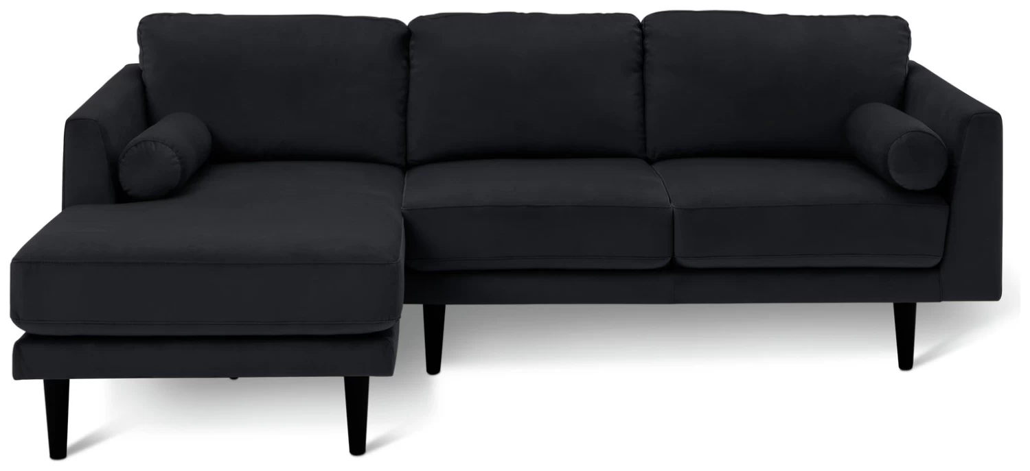 Habitat Jacob Velvet Left Hand Corner Sofa - Black 6 Habitat Jacob Velvet Left Hand Corner Sofa - Black - Image 4