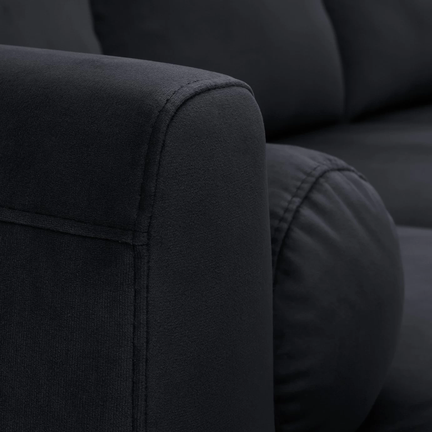 Habitat Jacob Velvet Left Hand Corner Sofa - Black 8 Habitat Jacob Velvet Left Hand Corner Sofa - Black - Image 6