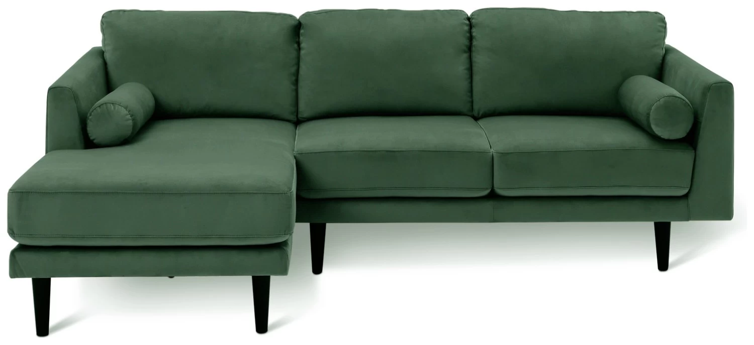 Habitat Jacob Velvet Left Hand Corner Sofa - Emerald Green 5 Habitat Jacob Velvet Left Hand Corner Sofa - Emerald Green - Image 3