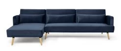 Habitat Andy Left Corner Velvet Clic Clac Sofa Bed - Navy -Sofa Discount Store 3159491 R Z002A