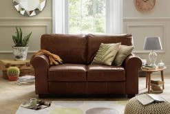 Habitat Salisbury Leather 2 Seater Sofa - Tan -Sofa Discount Store 3314951 R Z001C