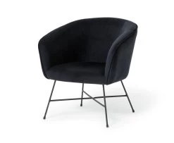 Habitat Jax Velvet Accent Chair - Black -Sofa Discount Store 4335135 R Z002A