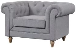 Habitat Chesterfield Fabric Armchair - Light Grey -Sofa Discount Store 4630531 R Z002A