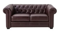 Habitat Chesterfield Leather 2 Seater Sofa - Chocolate