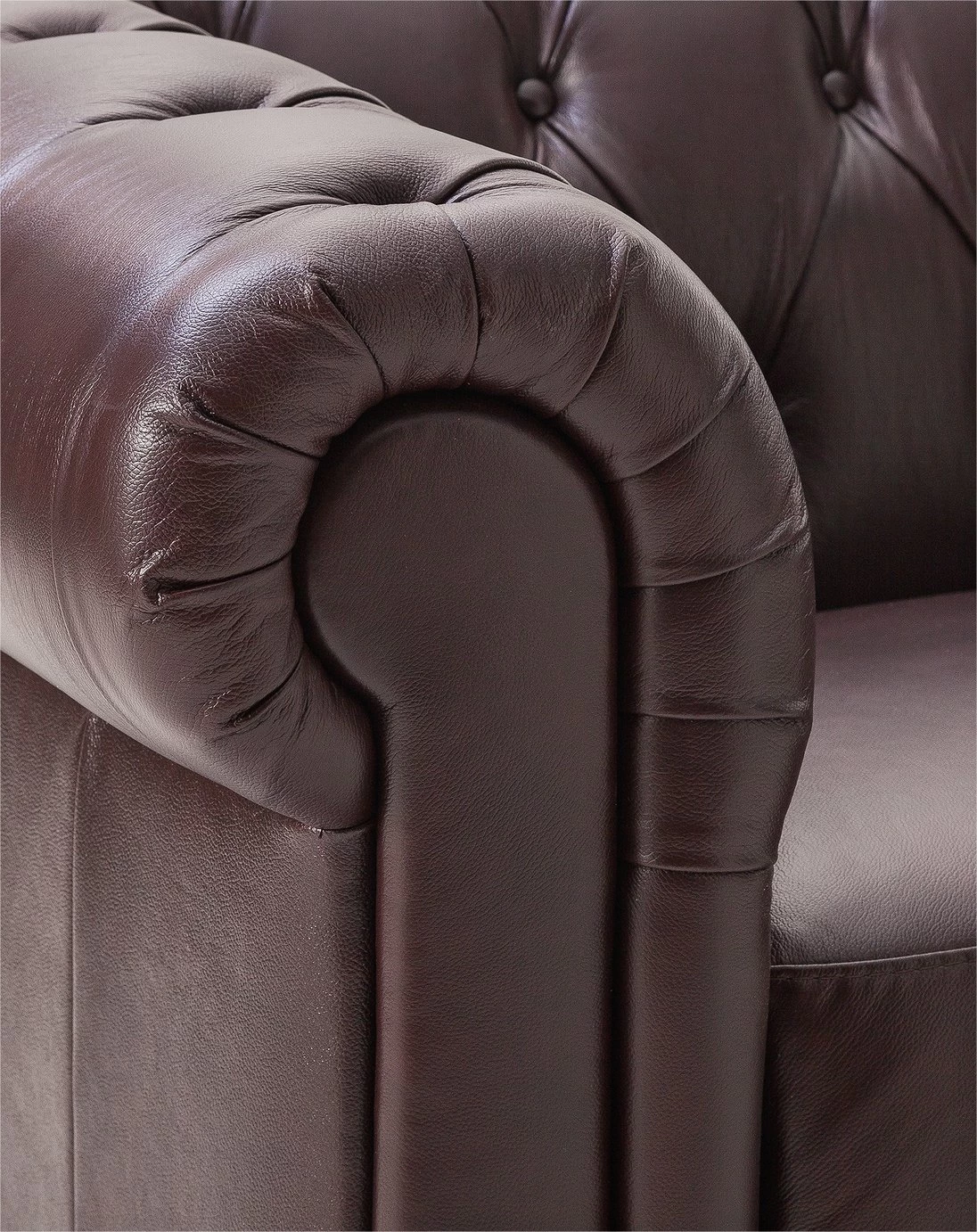 Habitat Chesterfield Leather 2 Seater Sofa - Chocolate 11 Habitat Chesterfield Leather 2 Seater Sofa - Chocolate - Image 9