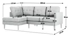 Habitat Joshua Left Hand Corner Chaise Sofa - Charcoal -Sofa Discount Store 6089647 R Z020A