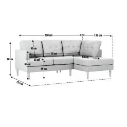 Habitat Joshua Fabric Corner Chaise Sofa - Light Grey -Sofa Discount Store 6205737 R Z020A