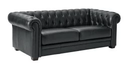 Habitat Chesterfield Leather 3 Seater Sofa - Black -Sofa Discount Store 6227777 R Z004A