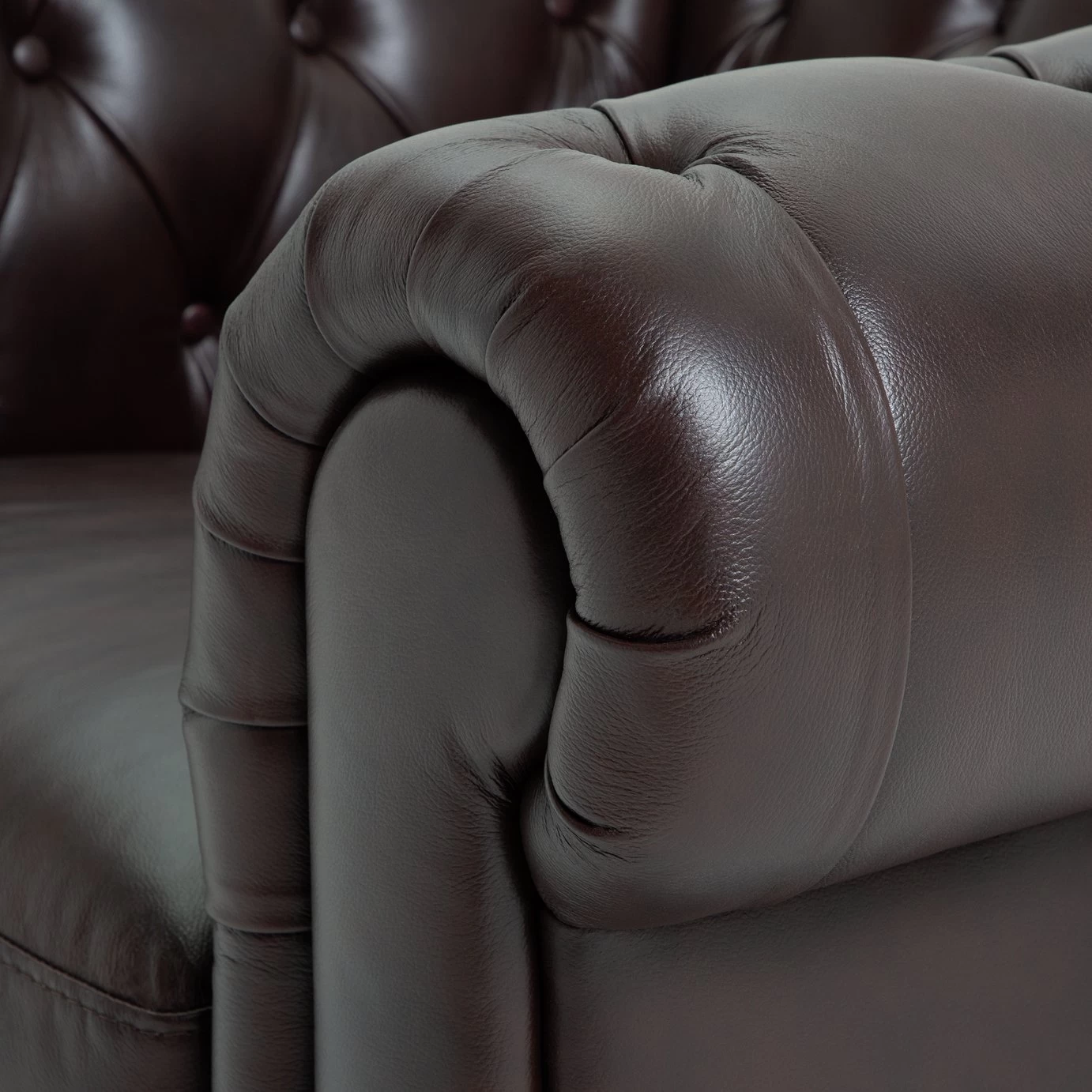 Habitat Chesterfield Leather Armchair - Walnut 8 Habitat Chesterfield Leather Armchair - Walnut - Image 6