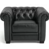 Habitat Chesterfield Leather Armchair - Black -Sofa Discount Store 6250988 R Z001A