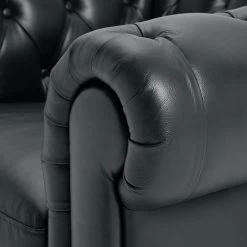 Habitat Chesterfield Leather Armchair - Black -Sofa Discount Store 6250988 R Z006A