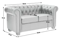 Habitat Chesterfield Leather 2 Seater Sofa - Black -Sofa Discount Store 6318349 R E001