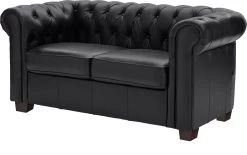 Habitat Chesterfield Leather 2 Seater Sofa - Black -Sofa Discount Store 6318349 R Z002A