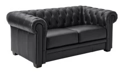 Habitat Chesterfield Leather 2 Seater Sofa - Black -Sofa Discount Store 6318349 R Z004A