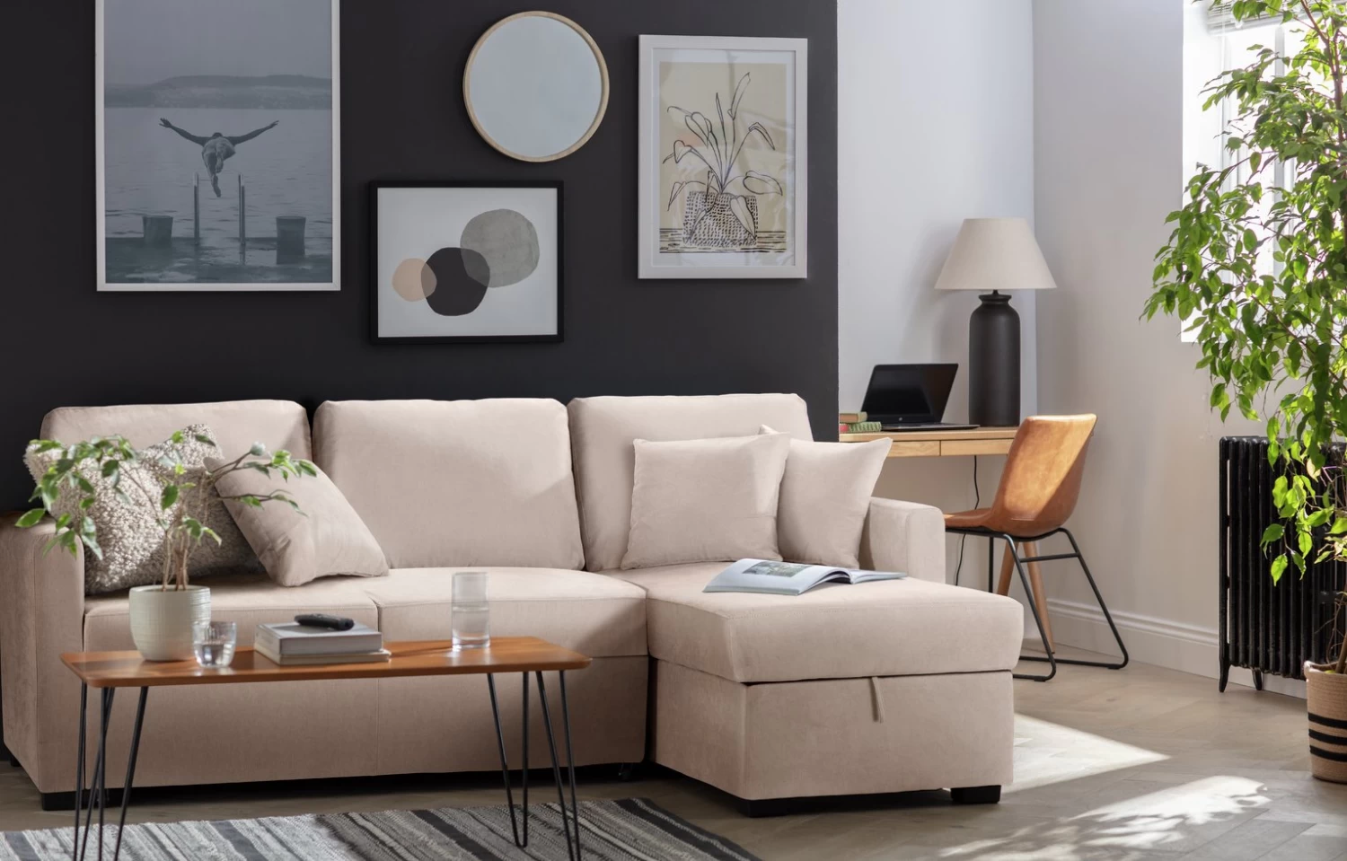 Habitat Reagan Right Corner Chaise Sofa Bed - Natural 4 Habitat Reagan Right Corner Chaise Sofa Bed - Natural - Image 2