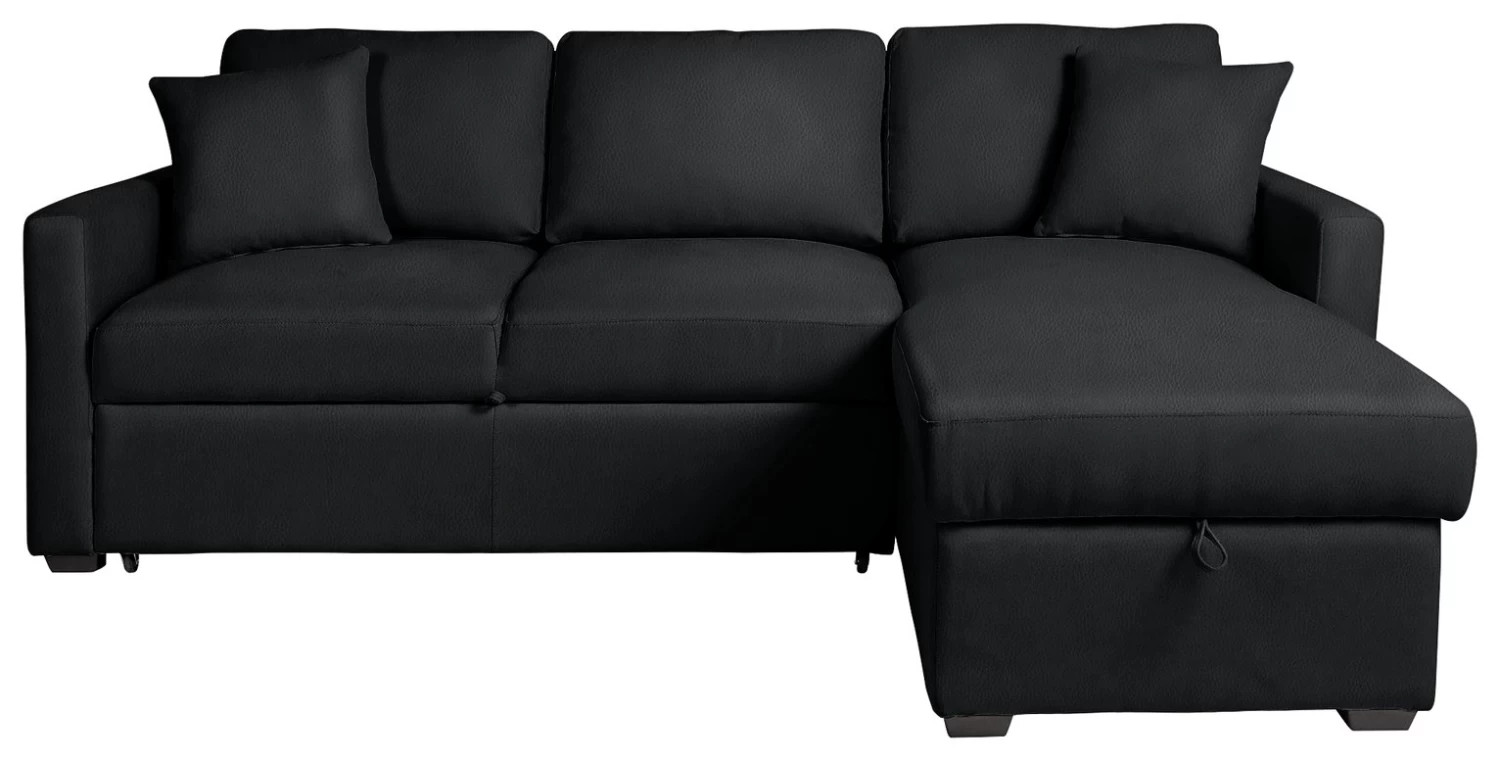 Habitat Reagan Corner Chaise Faux Leather Sofa Bed - Black 3 Habitat Reagan Corner Chaise Faux Leather Sofa Bed - Black