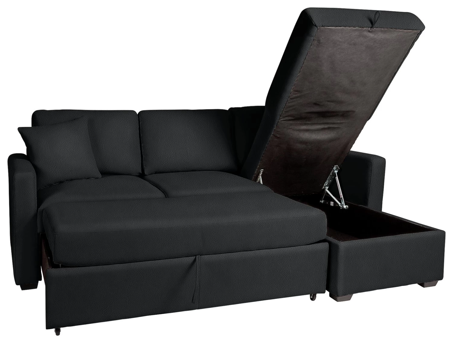 Habitat Reagan Corner Chaise Faux Leather Sofa Bed - Black 4 Habitat Reagan Corner Chaise Faux Leather Sofa Bed - Black - Image 2