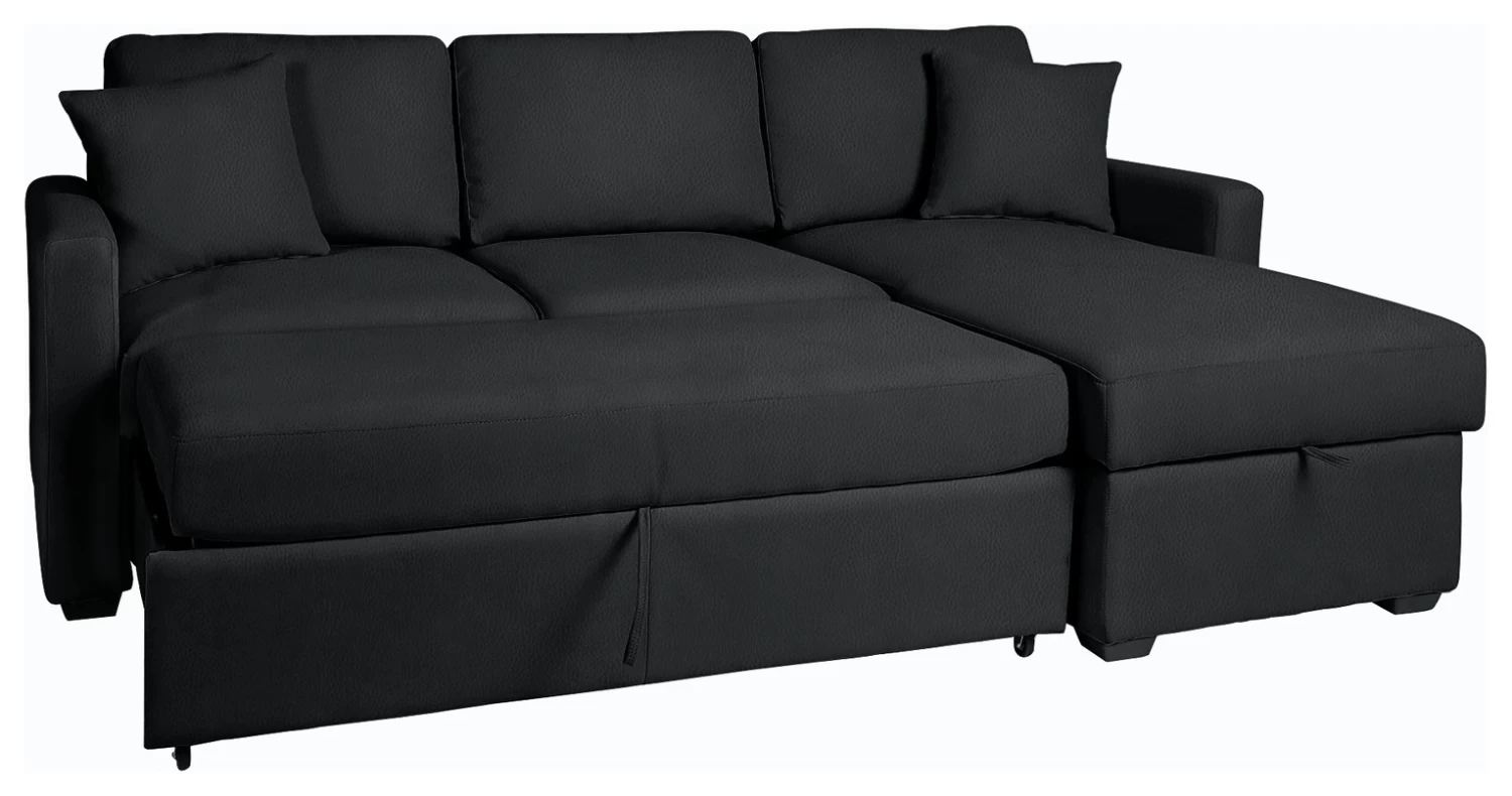 Habitat Reagan Corner Chaise Faux Leather Sofa Bed - Black 5 Habitat Reagan Corner Chaise Faux Leather Sofa Bed - Black - Image 3