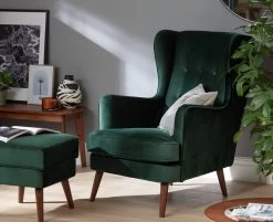 Habitat Callie Velvet Wingback Chair - Forest Green 19 Habitat Callie Velvet Wingback Chair - Forest Green -Sofa Discount Store 7878486 R Z002C