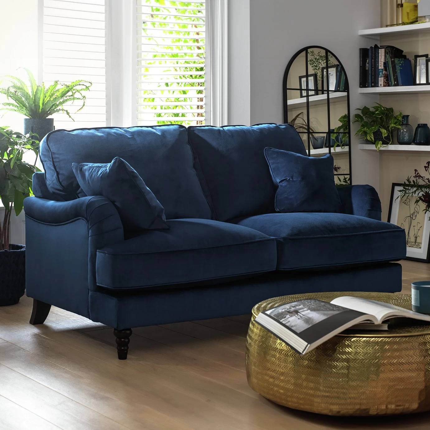 Habitat Matilda Velvet 2 Seater Sofa - Blue 4 Habitat Matilda Velvet 2 Seater Sofa - Blue - Image 2