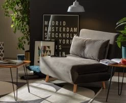 Habitat Roma Small Double Velvet Chair Bed - Charcoal -Sofa Discount Store 7995541 R Z004A