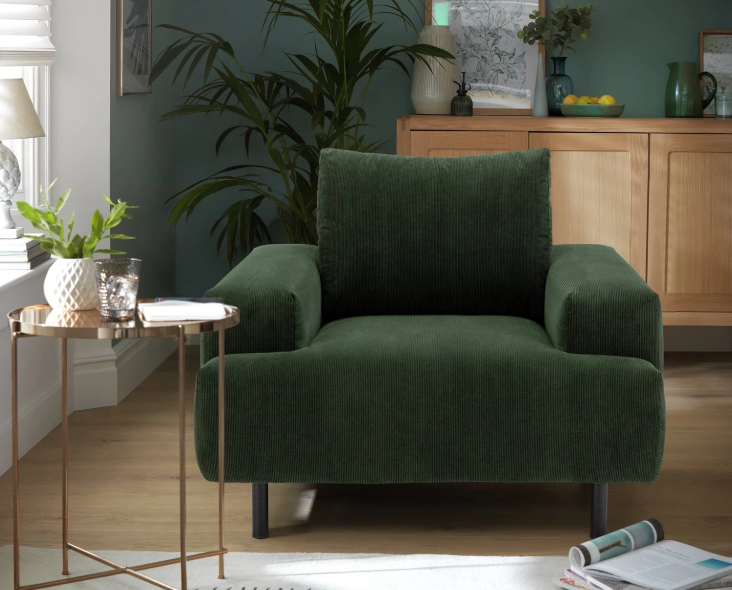 Habitat Julien Fabric Armchair - Green 4 Habitat Julien Fabric Armchair - Green - Image 2