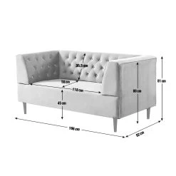 Habitat Blake Velvet 2 Seater Sofa - Navy Blue -Sofa Discount Store 8133467 R E001