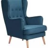 Habitat Callie Velvet Wingback Chair - Petrol Blue